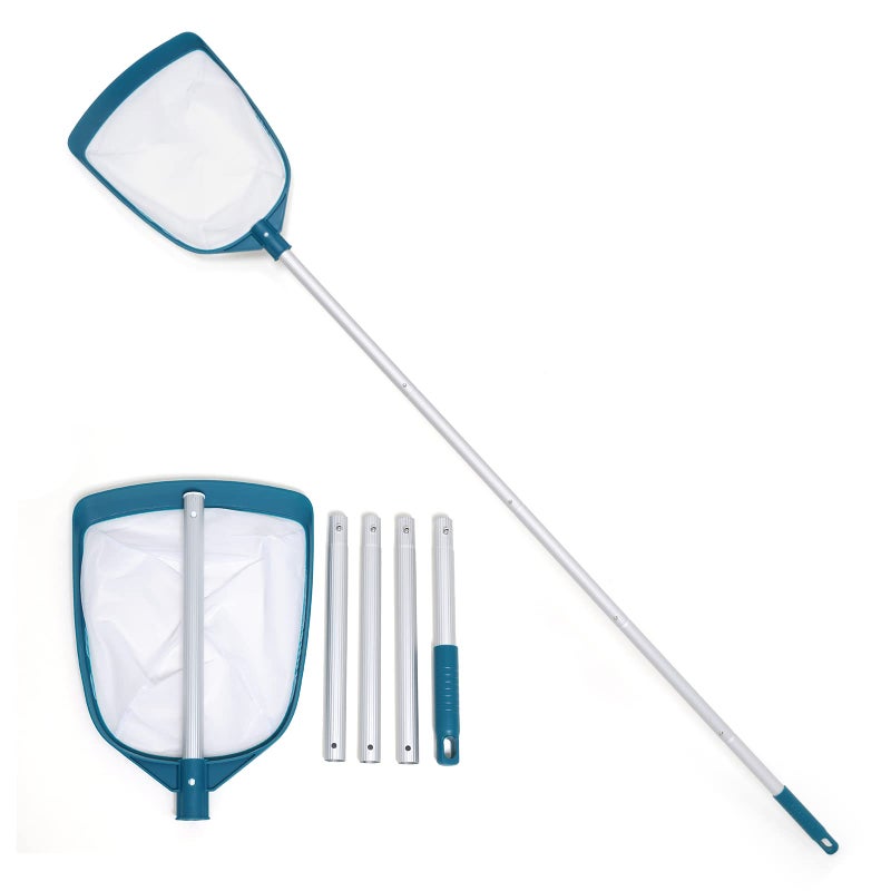 POOLWHALE Upgrades Swimming Pool Leaf Net Skimmer Rake with Adjustable Aluminum Pole and Nylon Medium Fine Mesh for Cleaning Swimming Pools, Hot Tubs, Spas and Fountains - Image 1